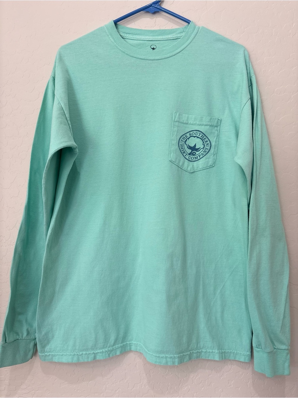 The Southern Shirt Company Magnolia Bayou Long-Sleeve Pocket Tee in Mint Green